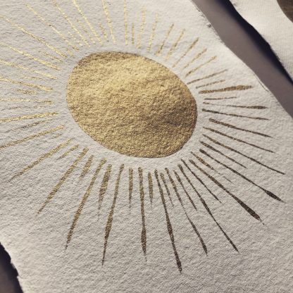 Handgeschilderde poster Zon Goud A3