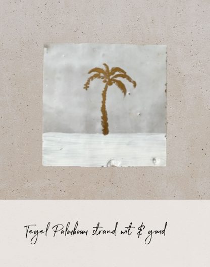 Tegel Palmboom goud & Lamp; wit zand muurdecoratie