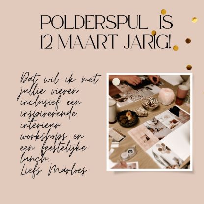 Polderspul verjaardagsfeest interieur inspiratiedag 12 Maart 2024 10:00 - 16:00