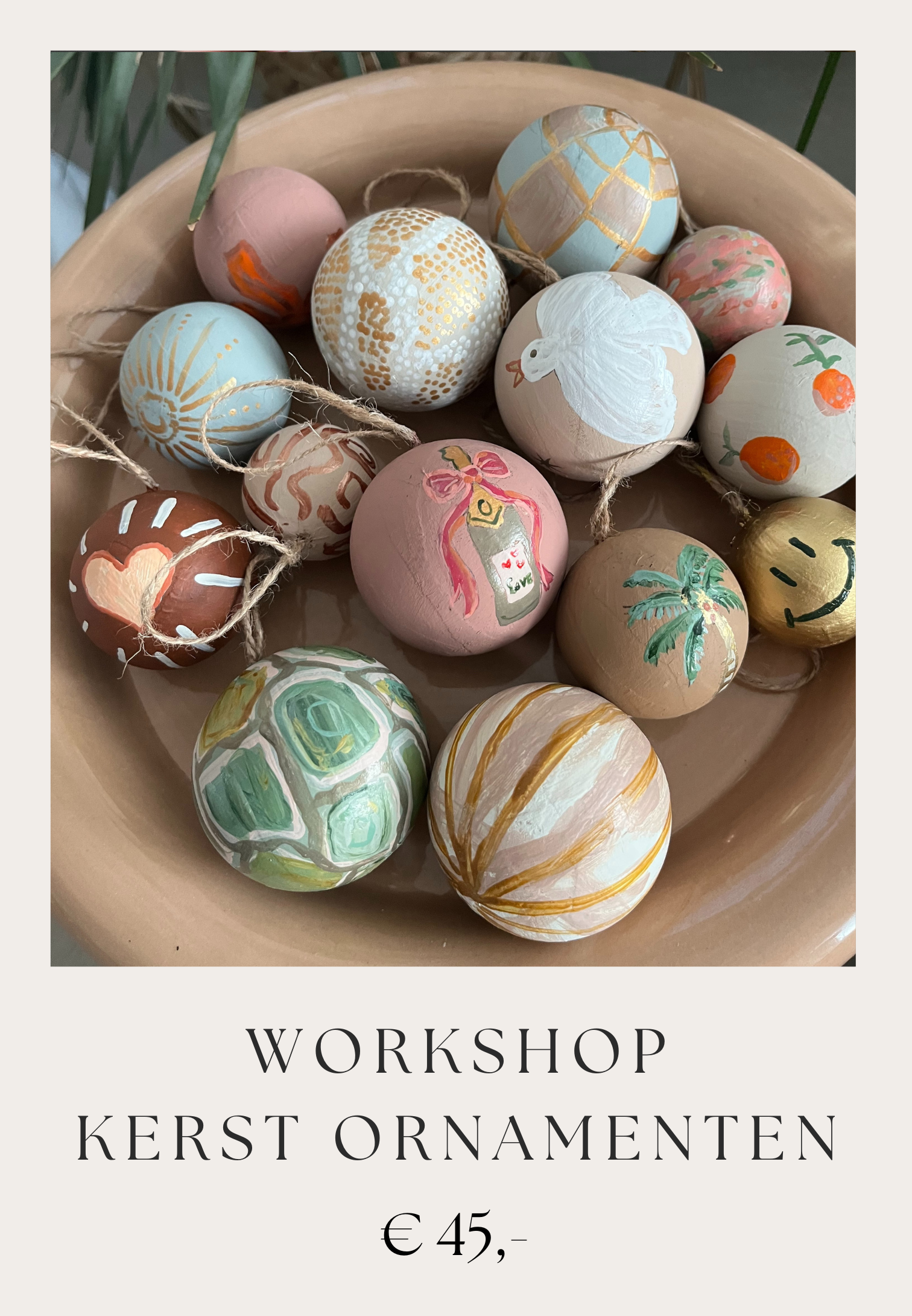 Workshop Kerstballen schilderen kerstornamenten