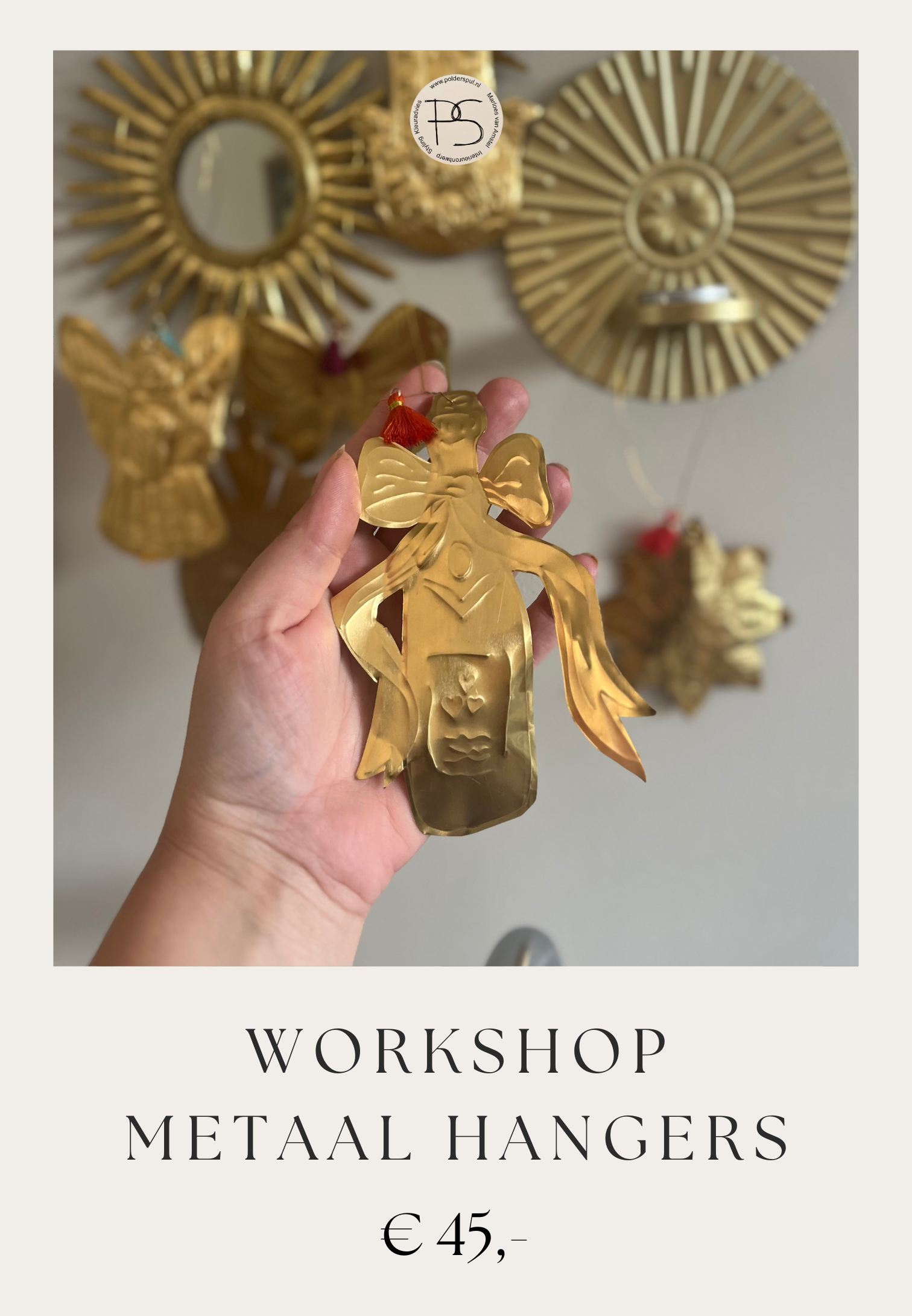 metaal hanger workshop mataalfolie zilver of goud