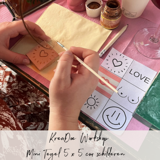 Mini Tegel Workshop Kreadoe zondag 25 Oktober Tijd: 11:30 tot 12:00 workshopplein E2