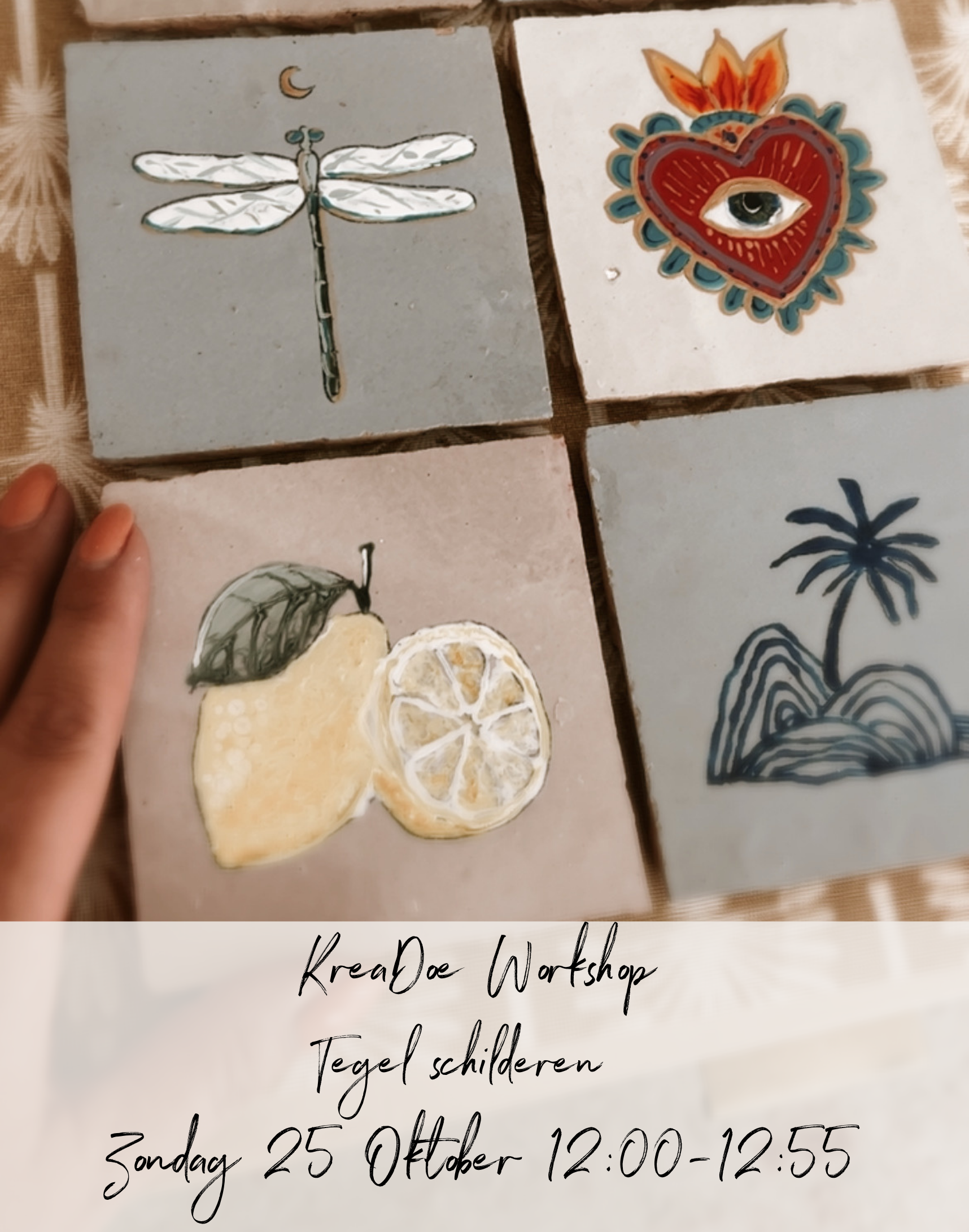 Tegel schilder workshop Kreadoe Zondag 25 Oktober 12:00 - 12:45 workshopplein E2
